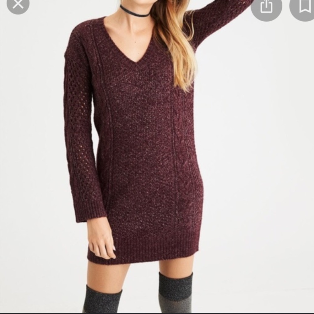 American Eagle Purple Long Sleeve Sweater Dress